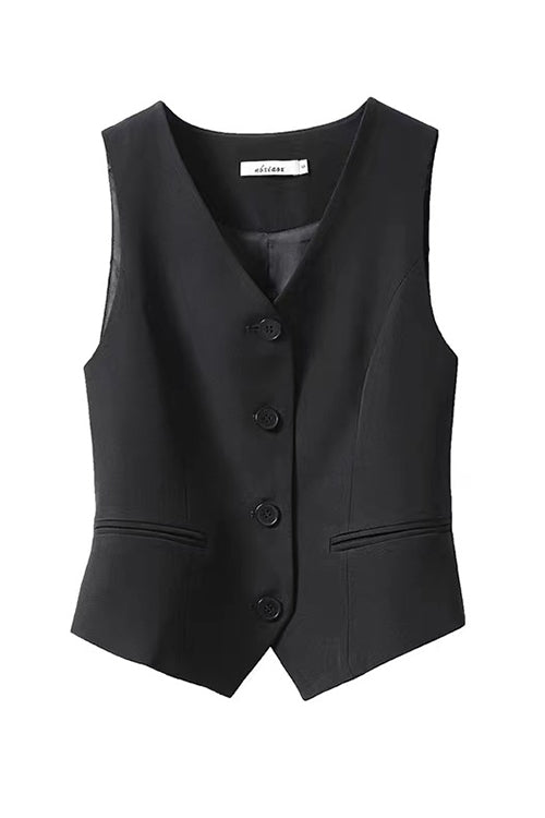 GR | Rosiedress V-neck button placket side pockets blazer vest