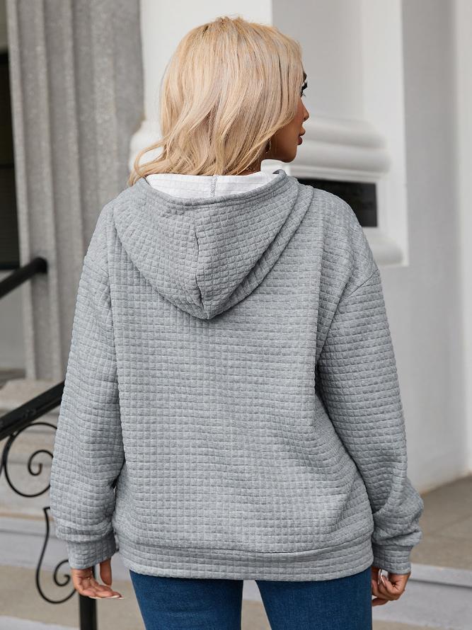 GR | Waffelstrick Hoodie Damen - lässiger Oversized Pullover