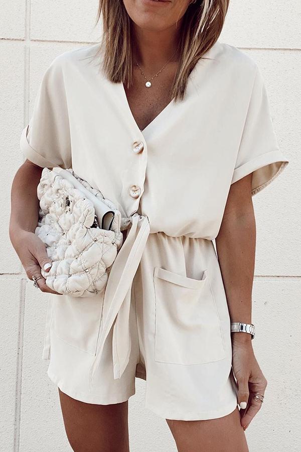 GR | Knotted Waist Classic Casual Jumpsuit