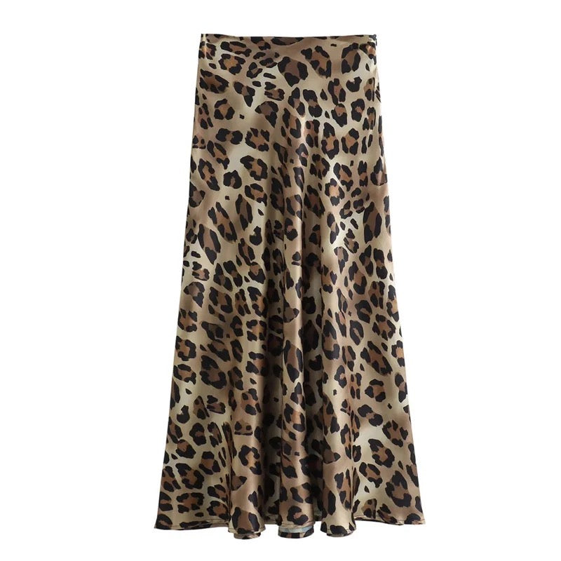 GR | Leopard print satin skirt