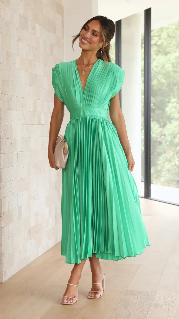 GR | Faltendes Plunge Midi Kleid