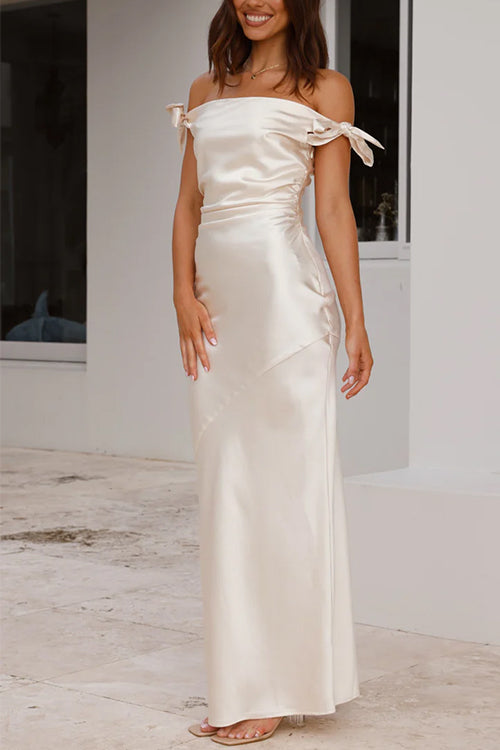 GR | Rosiedress Bow Knot Off-Shoulder Maxi Party Dress