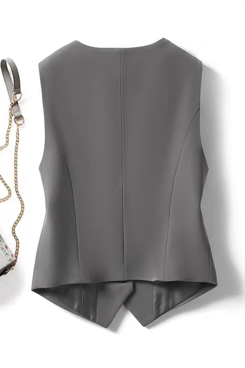 GR | Rosiedress V-neck button placket side pockets blazer vest
