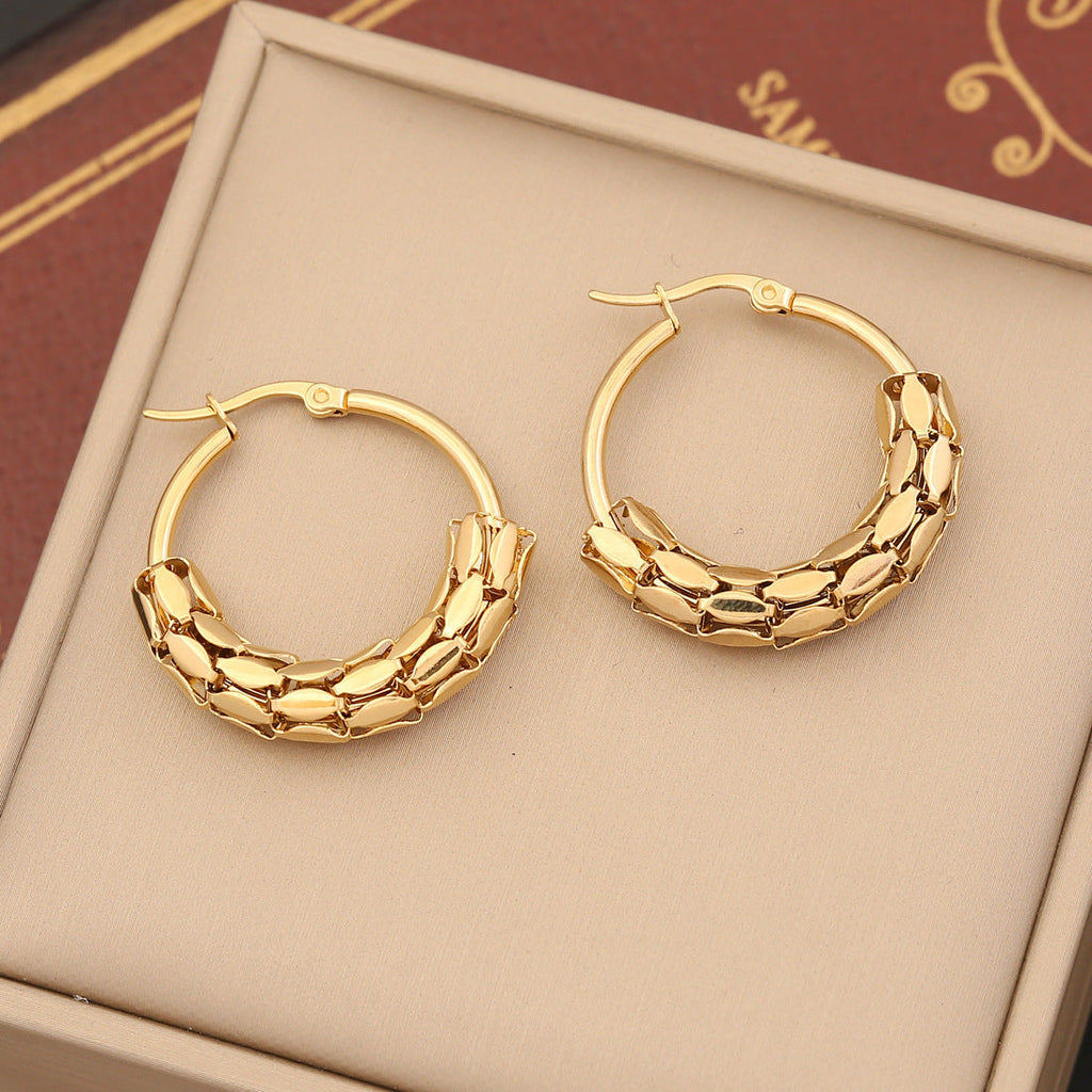 GR | Metal Exaggerated Stainless Steel Stud Earrings