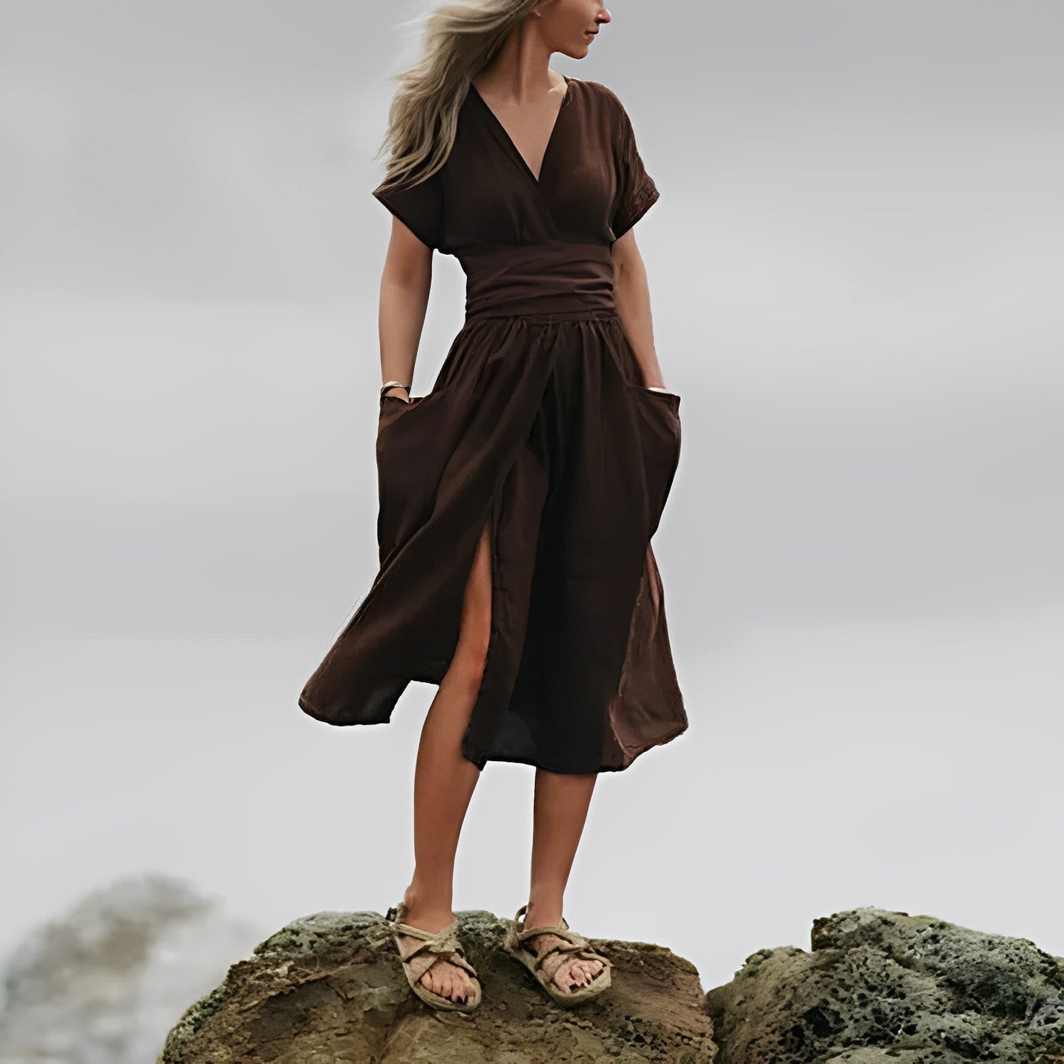 GR - Knit dress with lacing and pockets