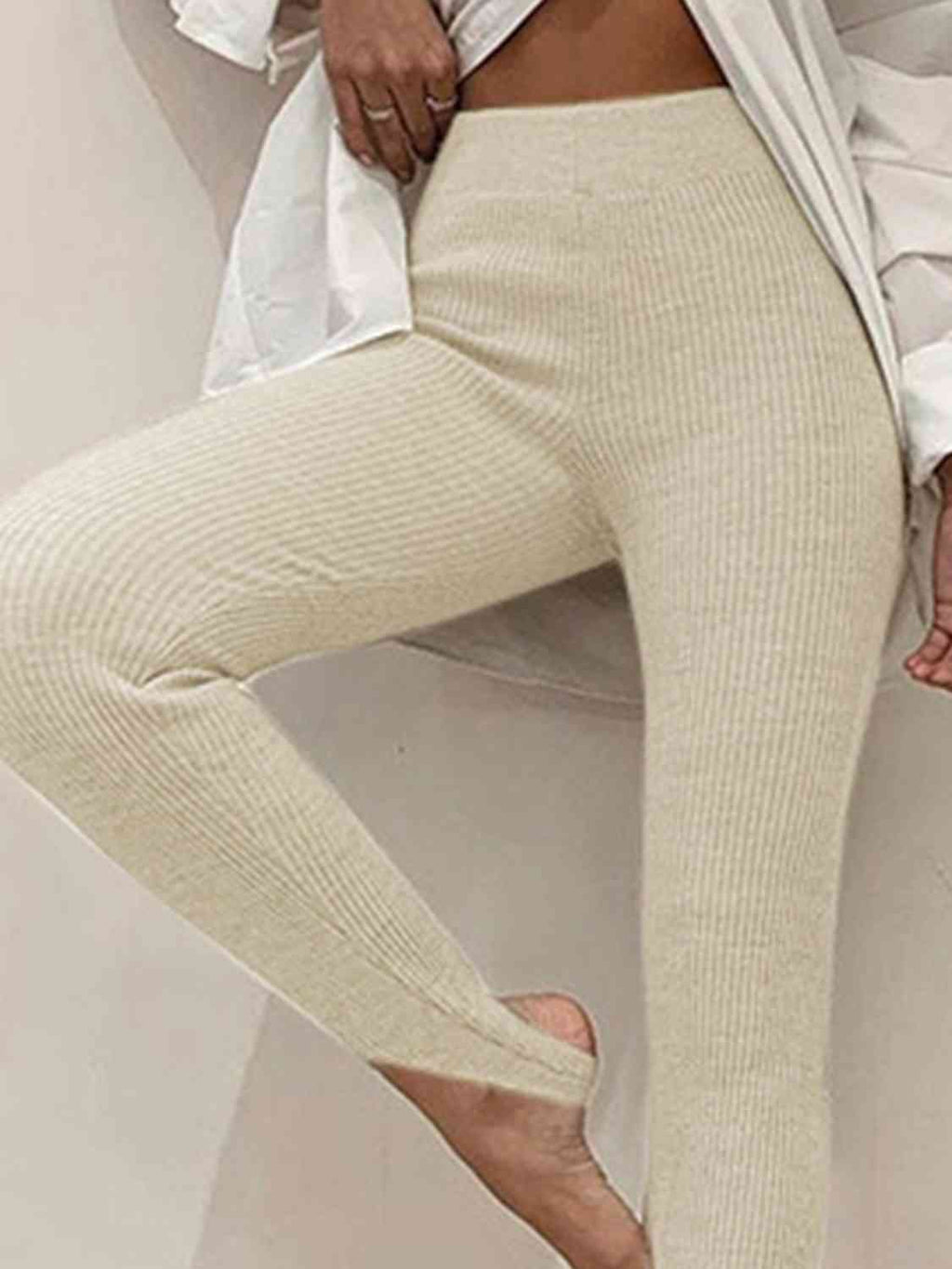 GR | Geripptes Mittel Taillen Leggings