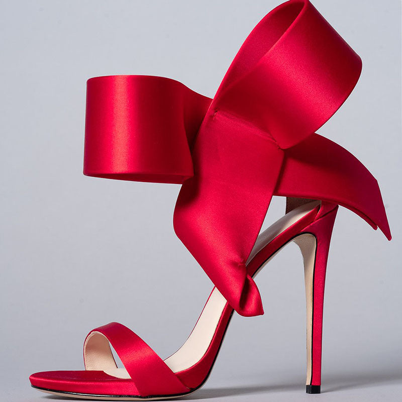 GR | Summer Plus Size Bow Ankle Strap High Heel Sandals for Women