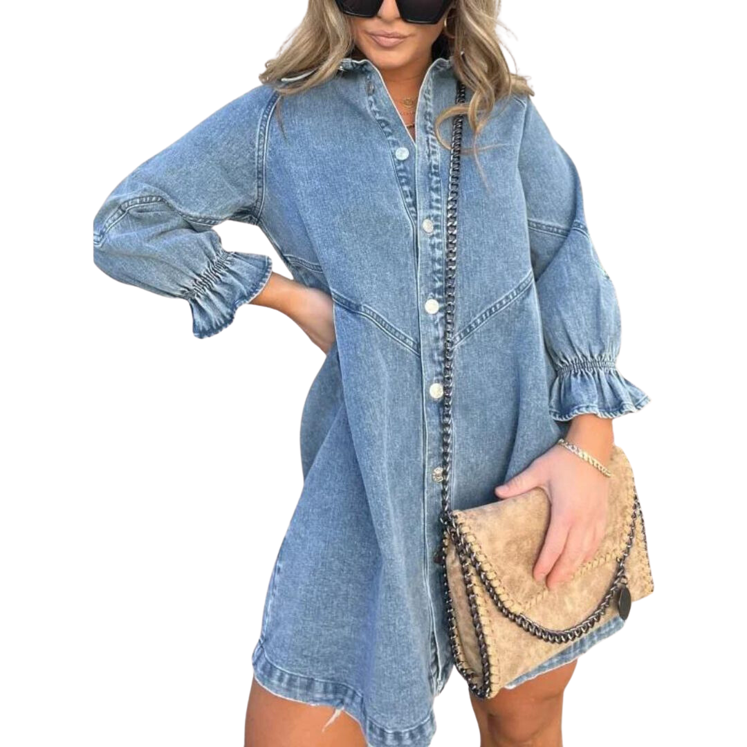 GR | Langärmeliges Denim-Kleid