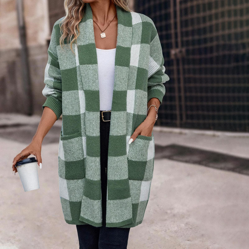 GR | Lässige Karierte Strickjacke