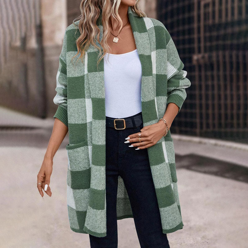 GR | Lässige Karierte Strickjacke