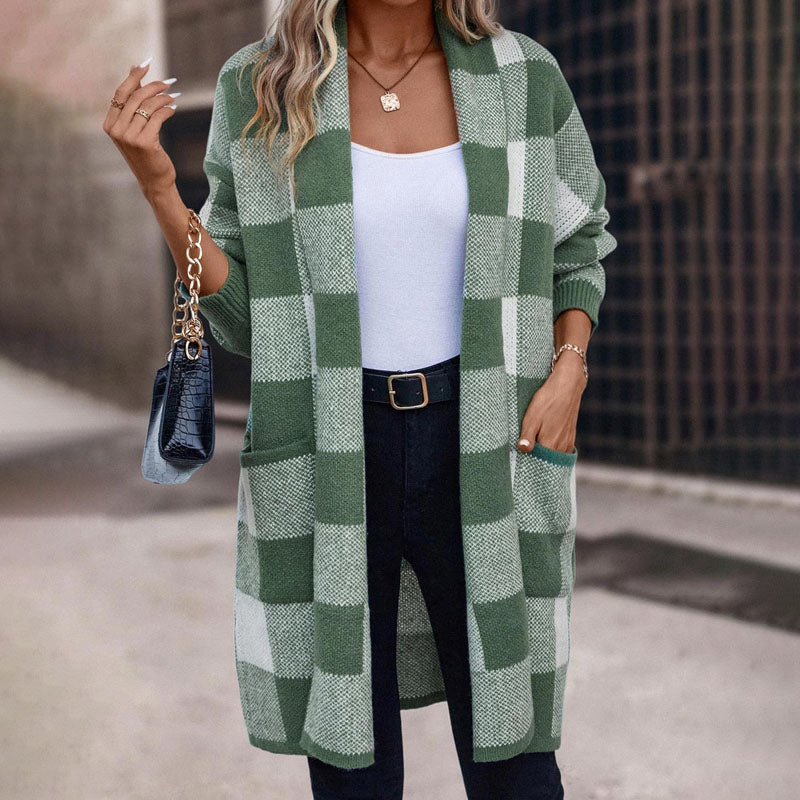 GR | Lässige Karierte Strickjacke