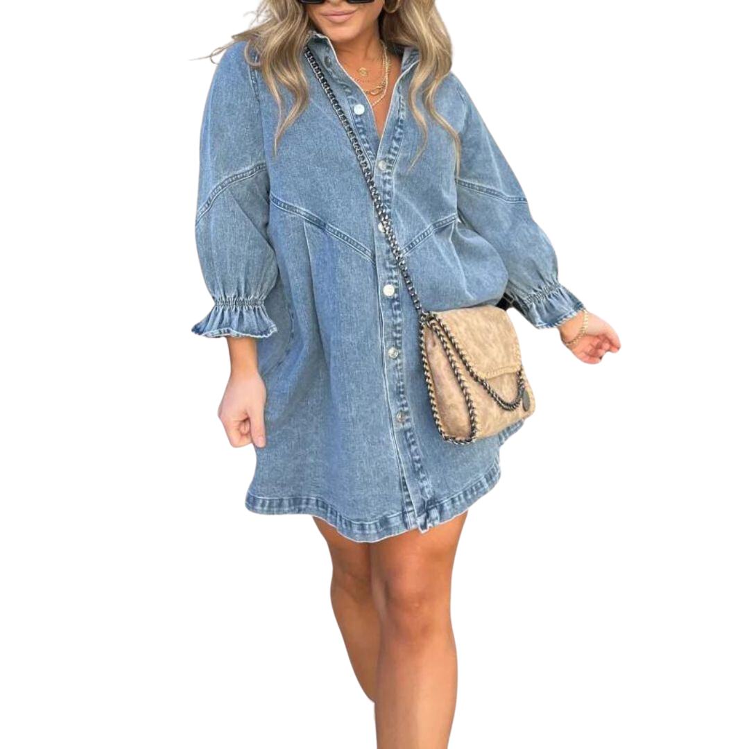 GR | Denim Dress with Long Sleeves