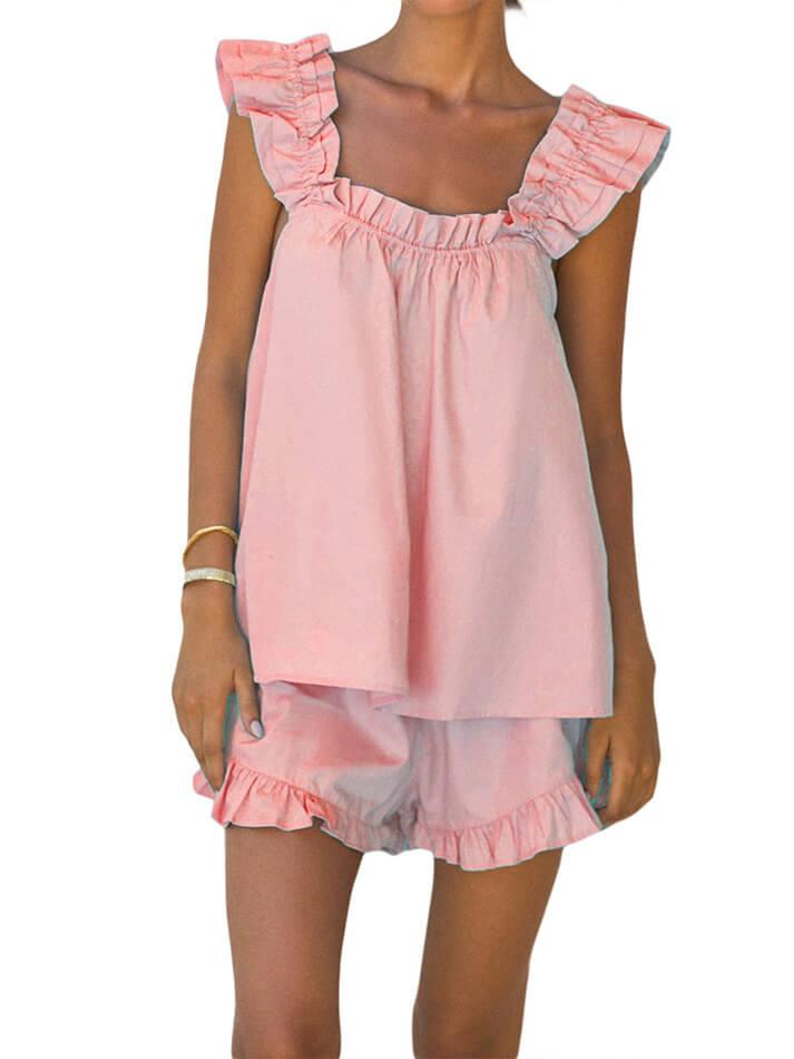 GR | Cotton Ruffle Cami Shorts Set