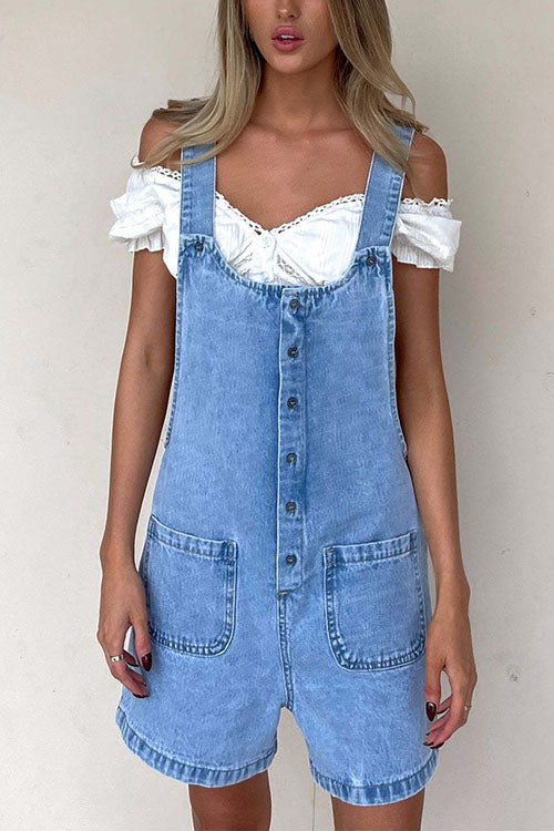 GR | Rosiedress Button Closure With Pockets Denim Jumpsuit