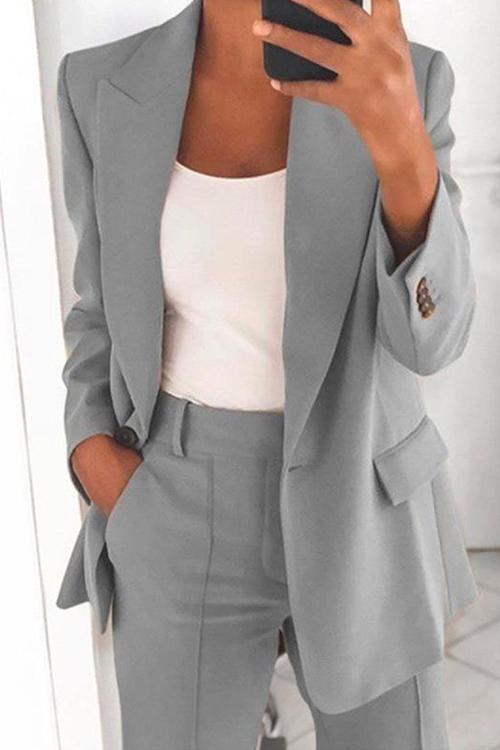 GR | Rosiedress One-Button Solid Color Office Blazer Jacket