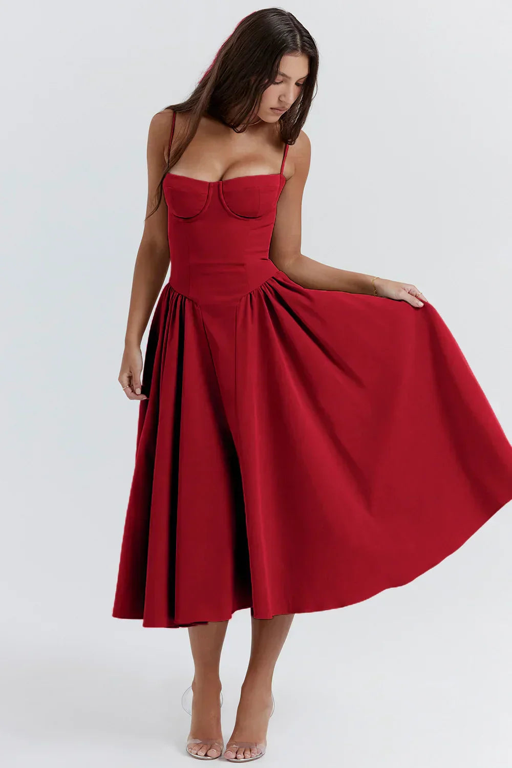 GR | Ärmelloses Midikleid Mit Korsett Passform