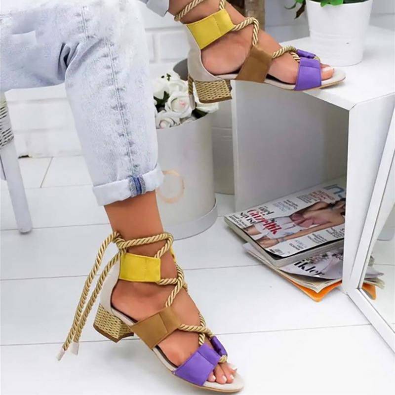 GR | Gladiator-colored strappy heeled sandal