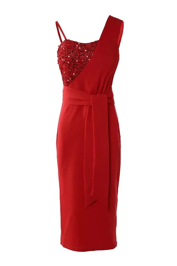 GR | Tampa Nights Sequin Patch Slit Party Dress 