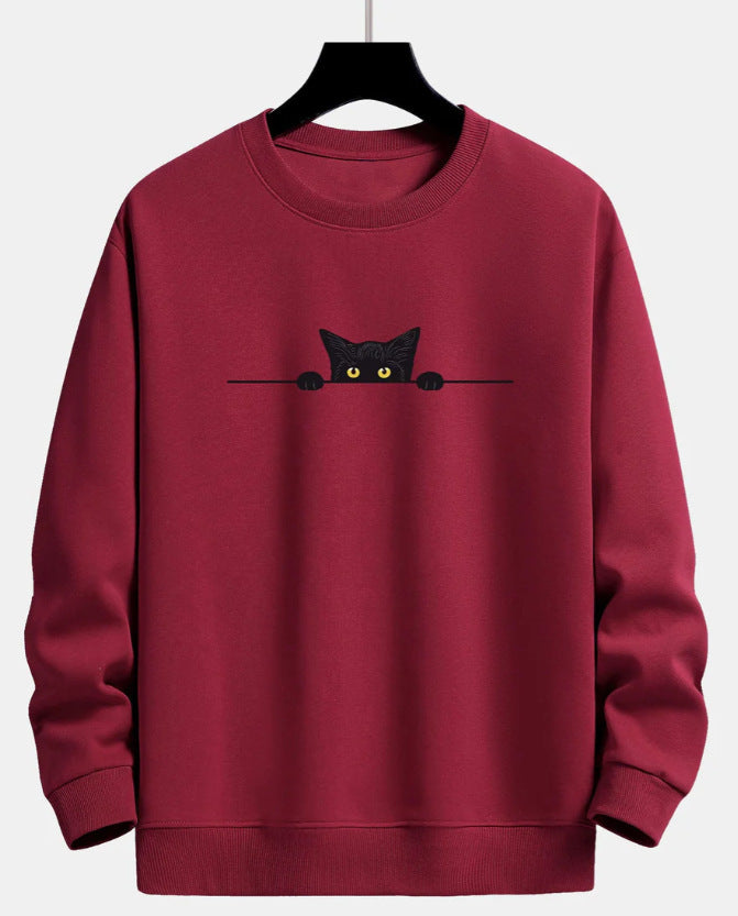GR | Relax Fit Sweatshirt with Black Cat Print