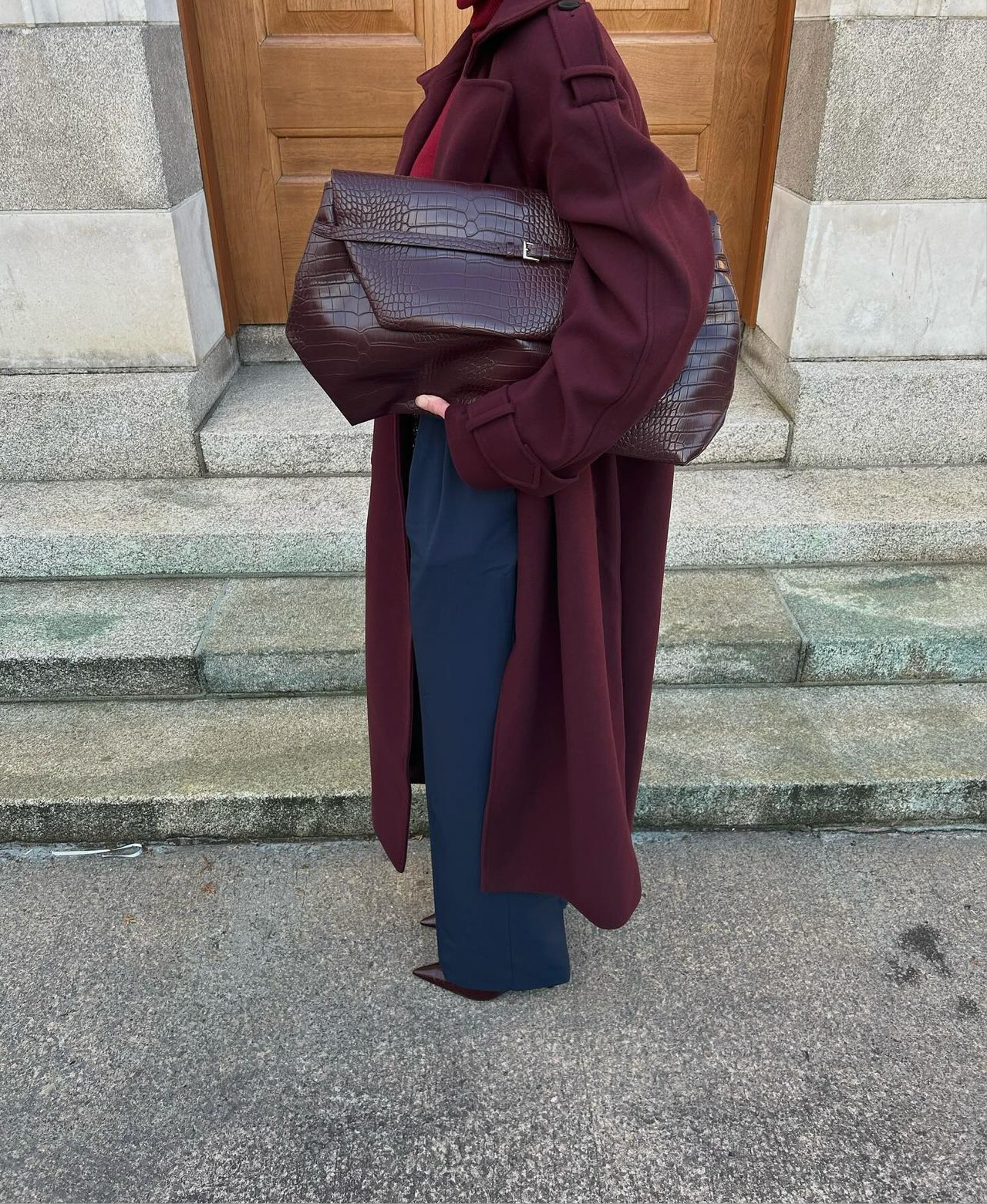 GR | Elegant burgundy long coat