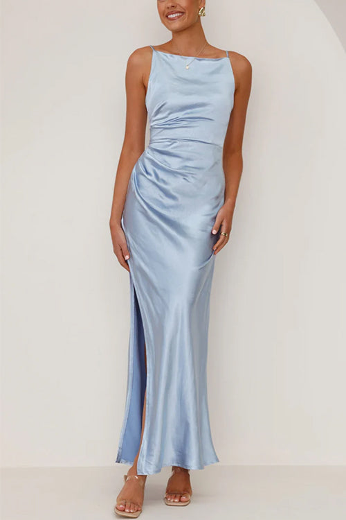 GR | Rosiedress Rückenfrei Seitenschlitz Maxi Cami Kleid