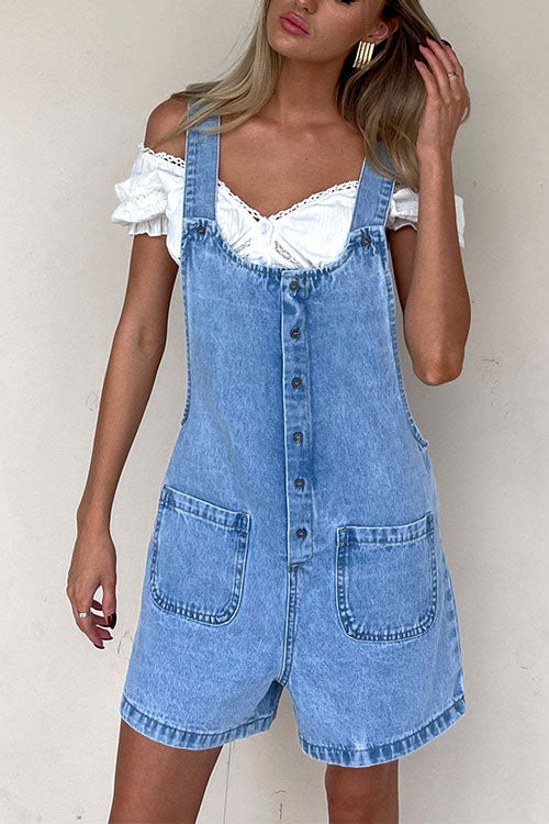 GR | Rosiedress Button Closure With Pockets Denim Jumpsuit