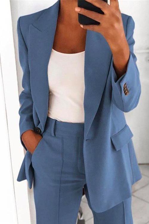 GR | Rosiedress One-Button Solid Color Office Blazer Jacket