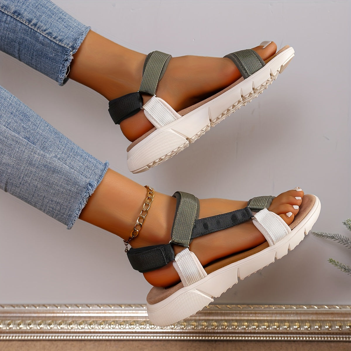 GR | Women's Sandals: Color Block, Non-Slip, Elegant, Lightweight, Outdoor, Summer