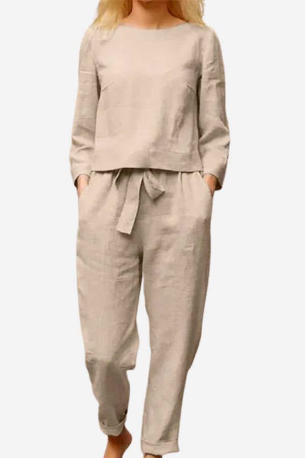 GR SOLID COLOUR LINEN TWO-PIECE SET