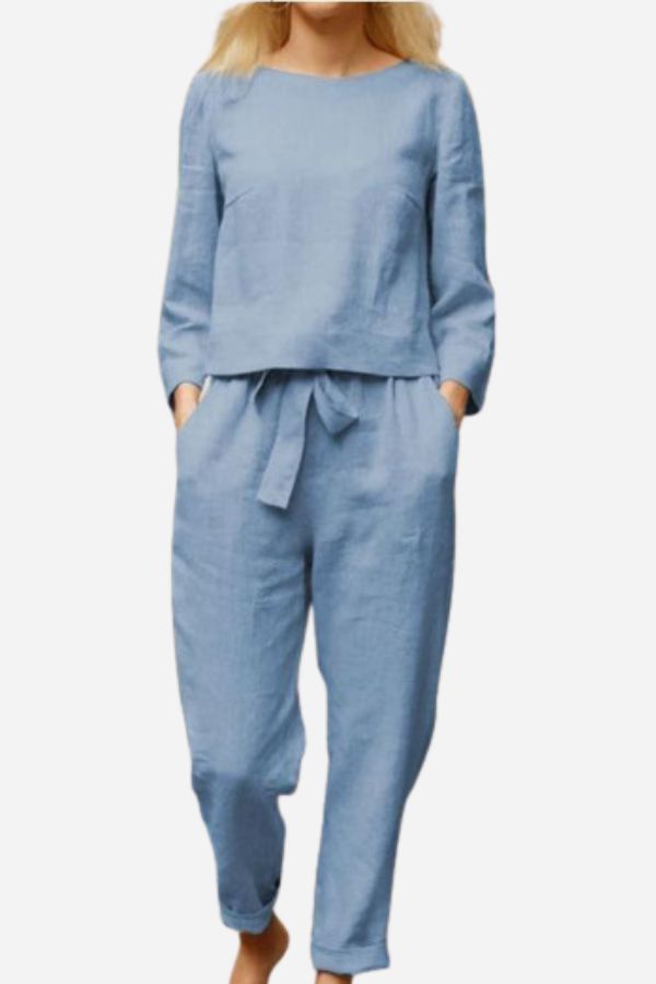 GR SOLID COLOUR LINEN TWO-PIECE SET