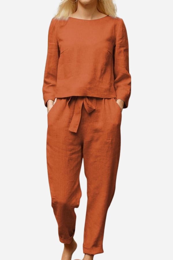 GR SOLID COLOUR LINEN TWO-PIECE SET