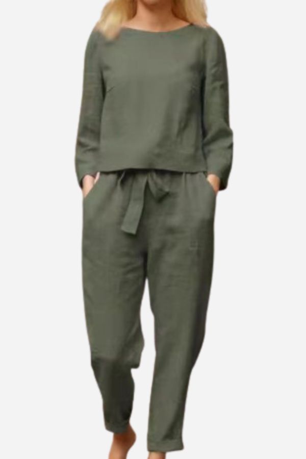 GR SOLID COLOUR LINEN TWO-PIECE SET