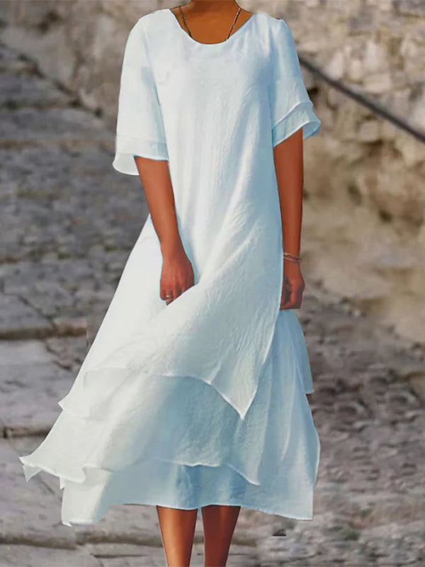 GR | Fließendes Midi-Kleid mit Mehreren Schichten