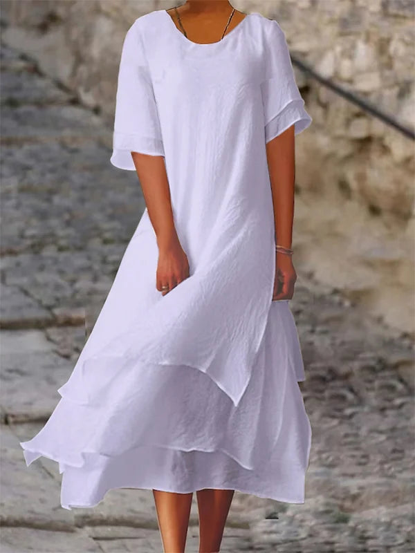 GR | Fließendes Midi-Kleid mit Mehreren Schichten