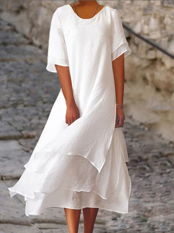 GR | Fließendes Midi-Kleid mit Mehreren Schichten