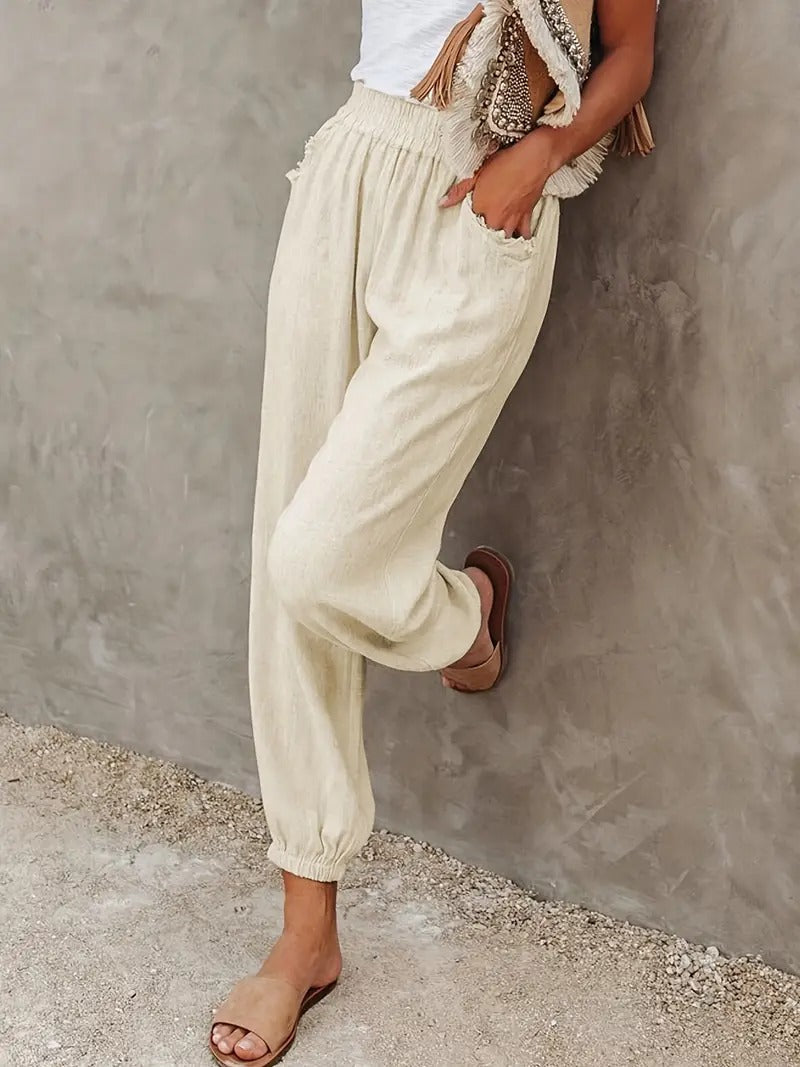 GR - High-waisted long trousers