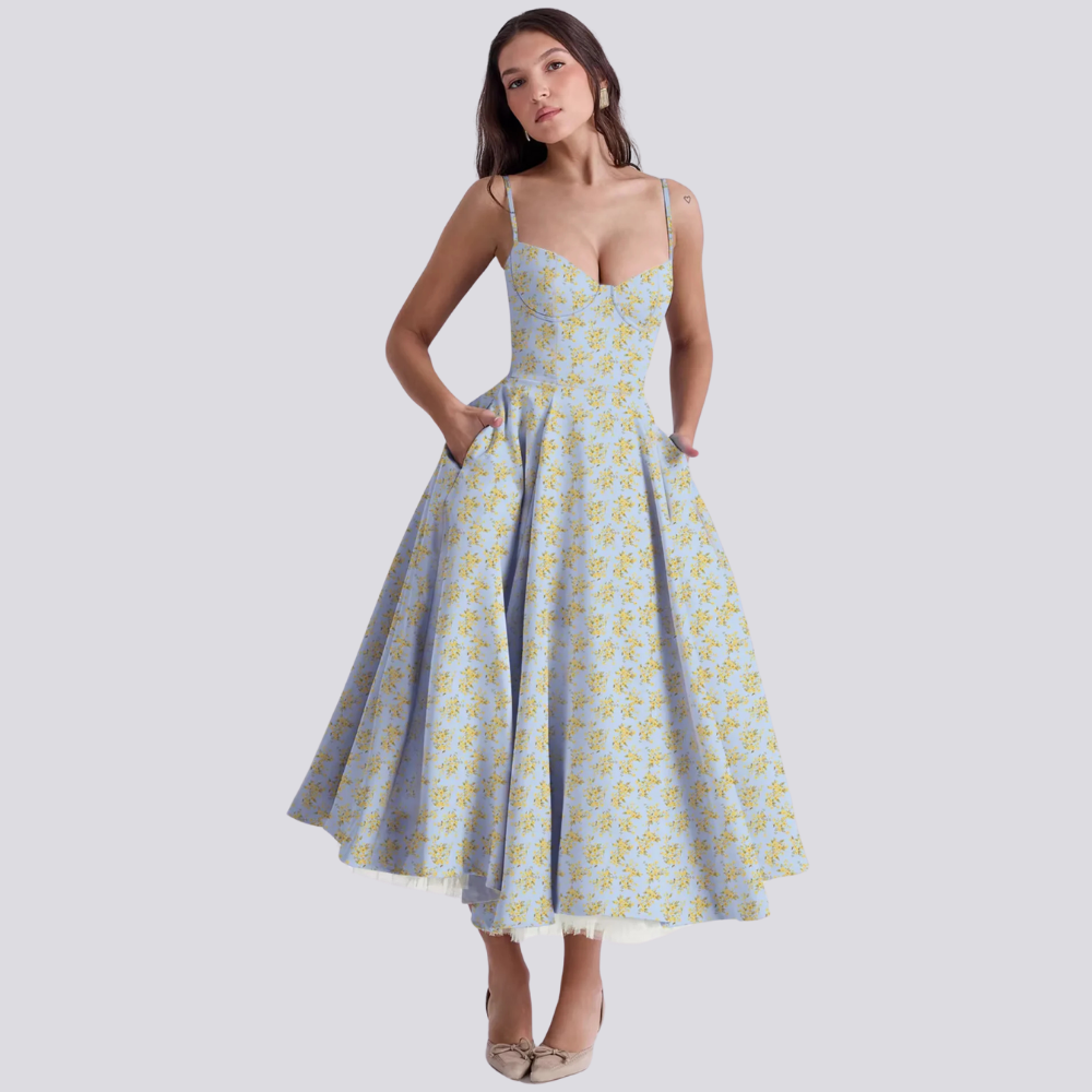 GR | Midi Kleid Mit Blumenkorsatzt Für Damen