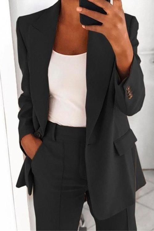GR | Rosiedress One-Button Solid Color Office Blazer Jacket