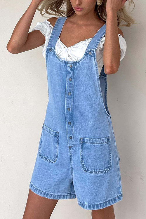 GR | Rosiedress Button Closure With Pockets Denim Jumpsuit