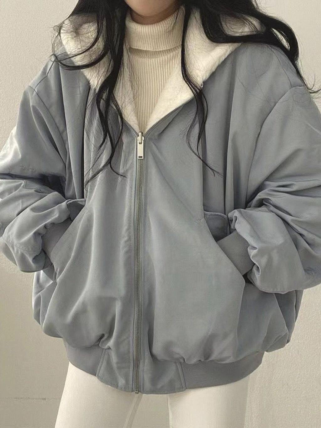 Comfortable reversible fleece hoodie jacket 