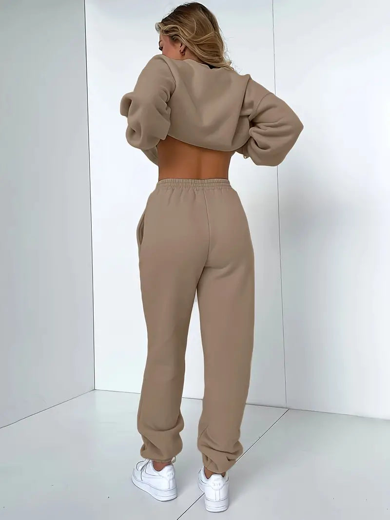 GR Jogginganzug | Lässig weicher 2-teiliger Damenanzug mit Pullover und passender Hose