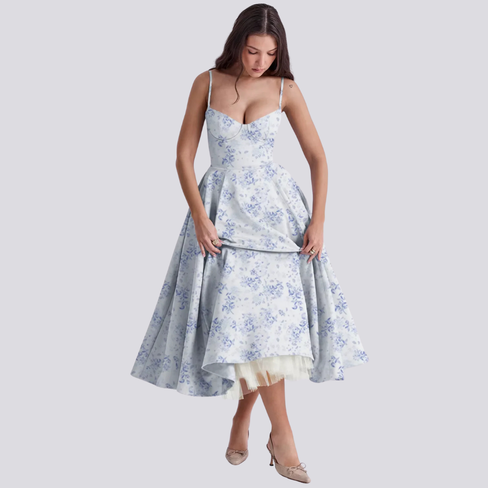 GR | Midi Kleid Mit Blumenkorsatzt Für Damen