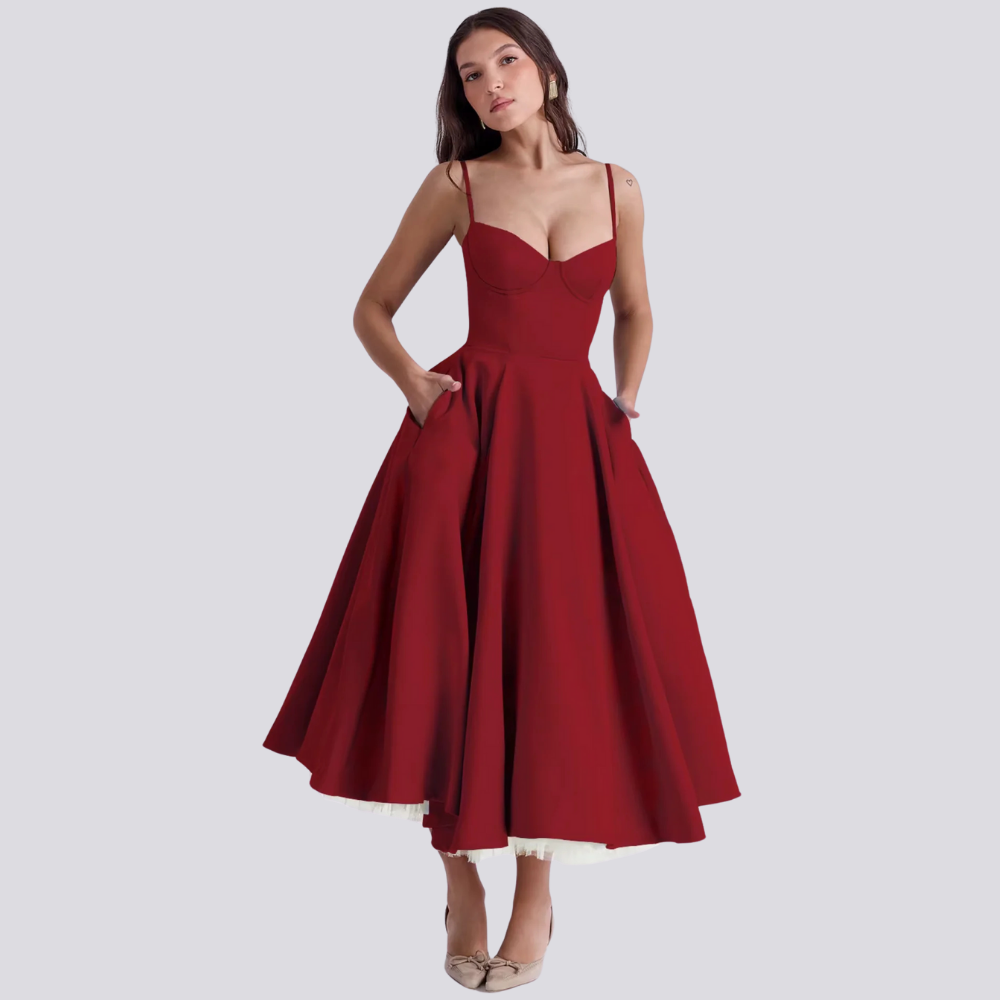 GR | Midi Kleid Mit Blumenkorsatzt Für Damen