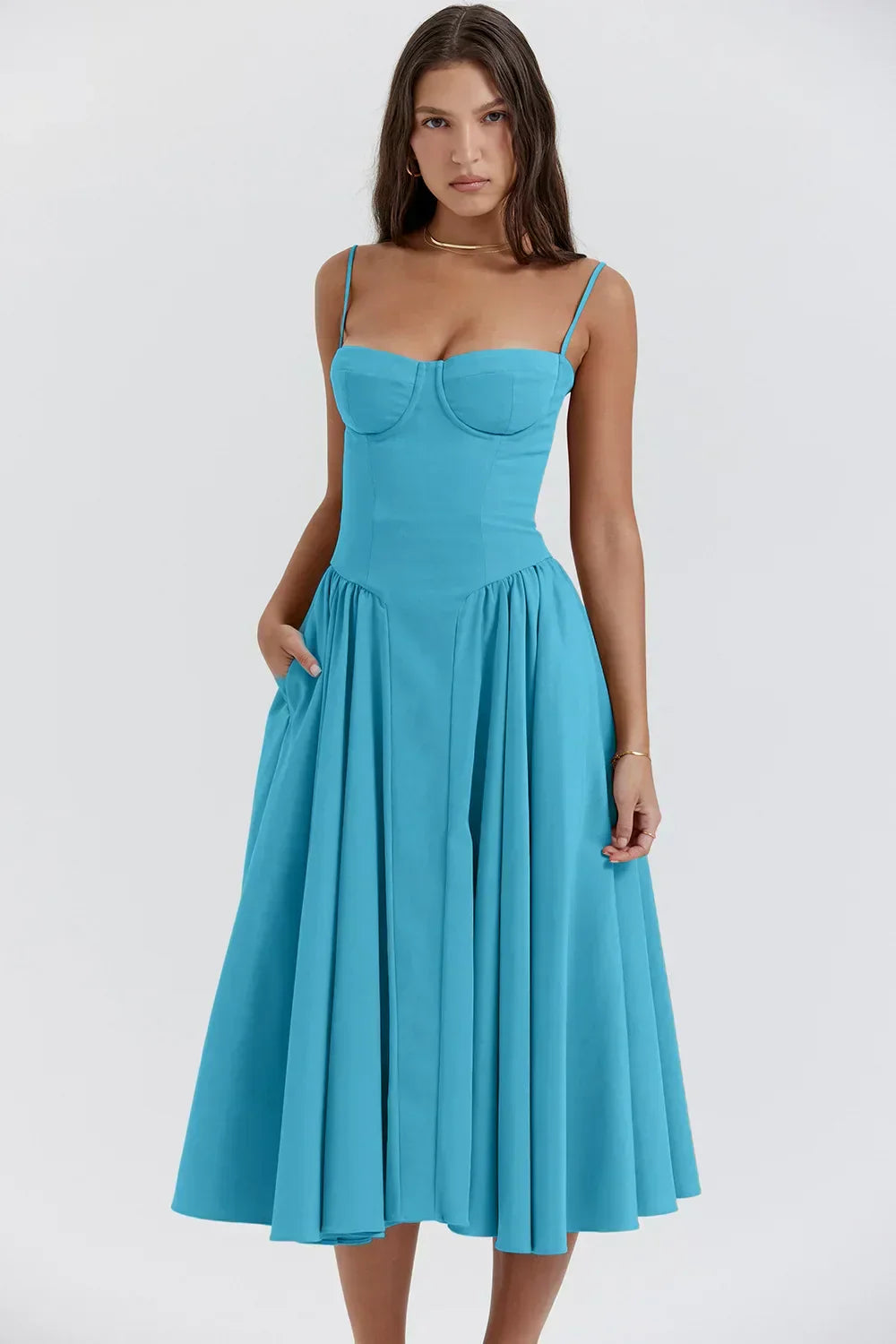 GR | Ärmelloses Midikleid Mit Korsett Passform