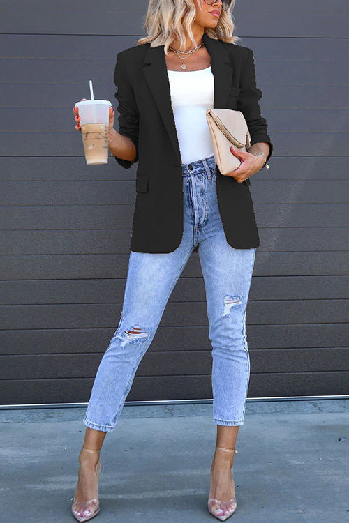 GR | Rosiedress Classic One-Button Back Slit Pocket Blazer