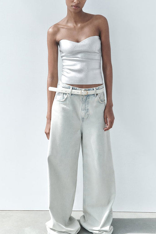 GR | Rosiedress Bandeau Metallic Crop Tube Top