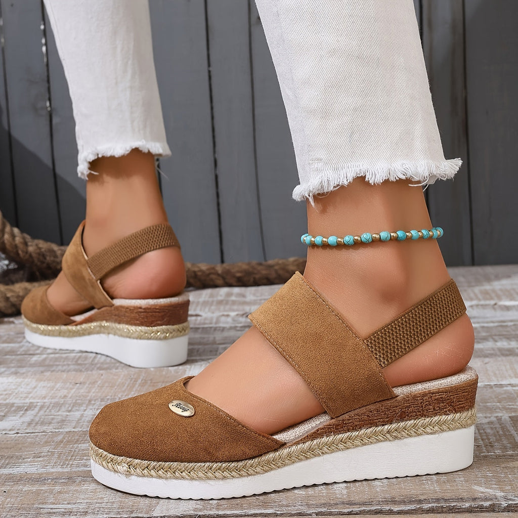 GR | Women's Platform Sandals: Non-slip, Closed Toe, Elastic Strap