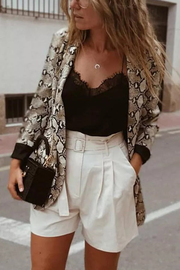GR | Charmer snake pattern lapel loose blazer 