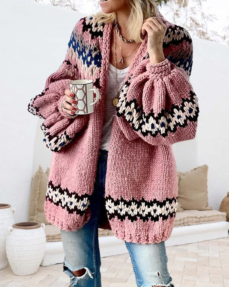 Cardigan with lantern sleeves