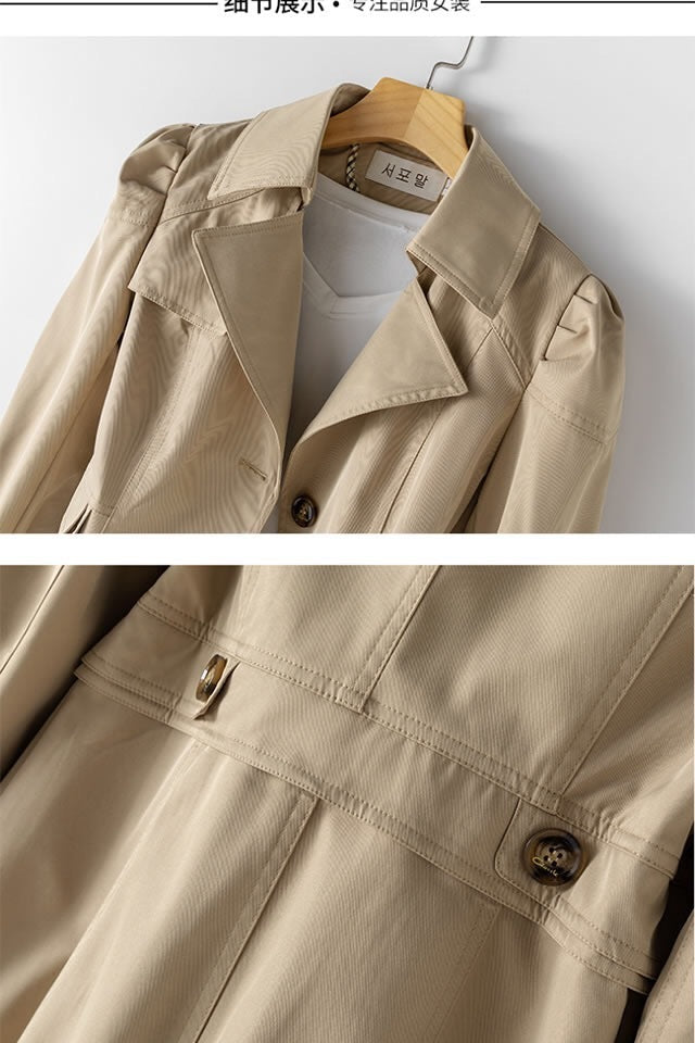 GR | Schlanker Damen Trenchcoat Im Koreanischen Stil Für Frühling Und Herbst